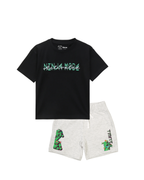 Black Ninja Mode Turtles Graphic Kids T- Shirt and Shorts Set