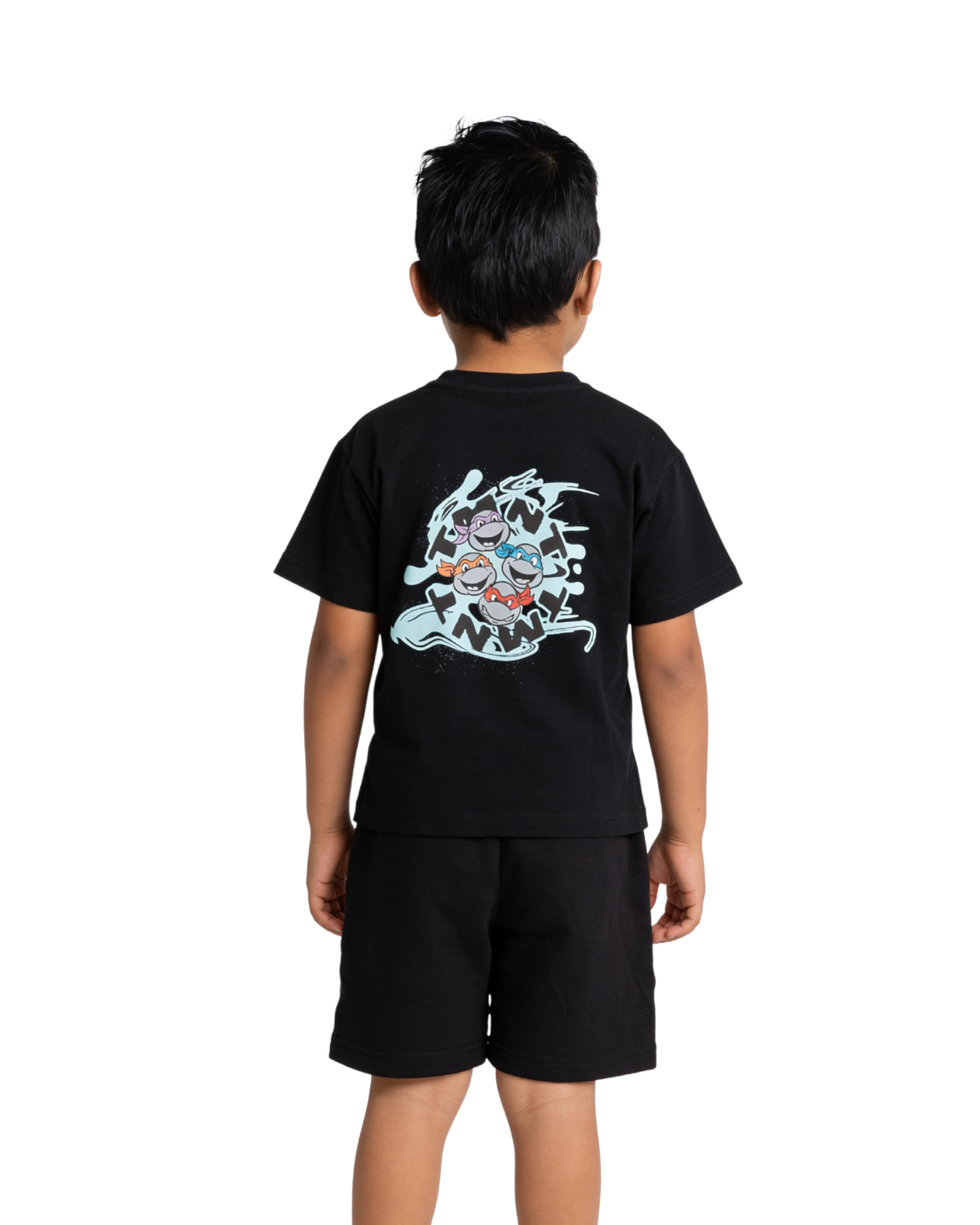 Black Ninja Turtles TMNT Printed Kids T- Shirt and Shorts Set