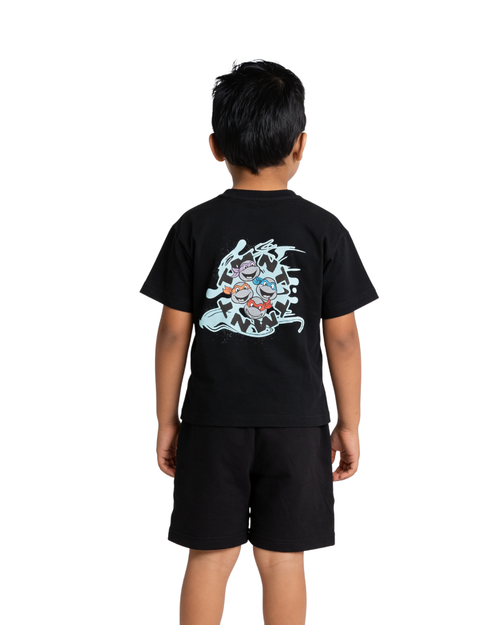 Black Ninja Turtles TMNT Printed Kids T- Shirt and Shorts Set