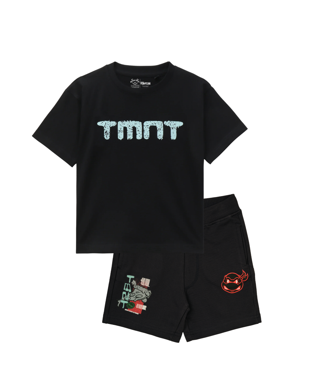 Black Ninja Turtles TMNT Printed Kids T- Shirt and Shorts Set