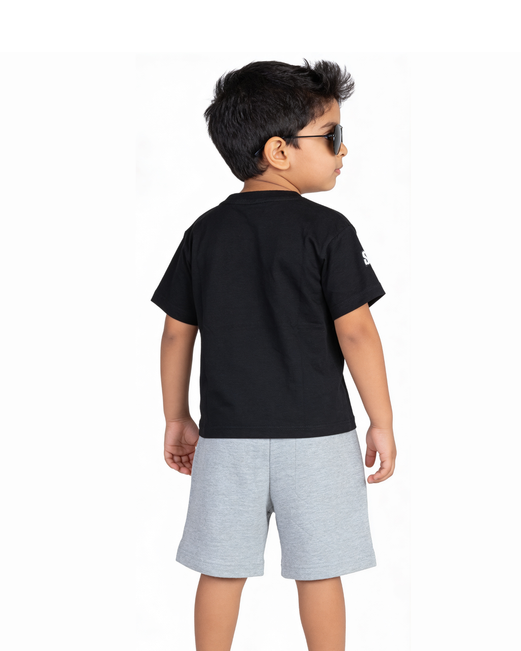 Black “No Idea Yaar” Motu Patlu Kids T- Shirt and Shorts Set