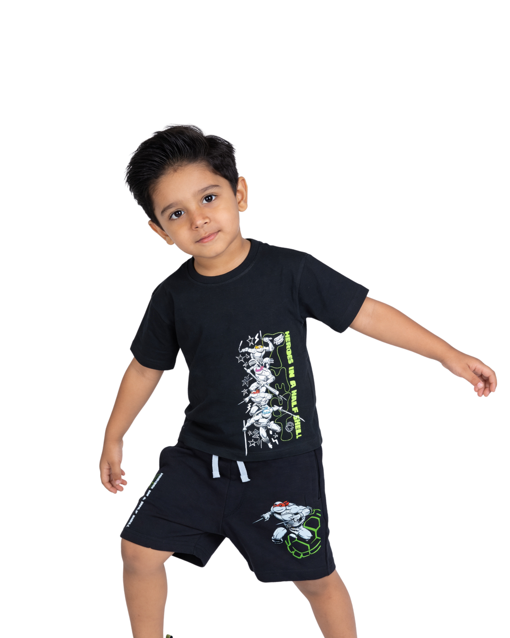 Black TMNT Heroes Kids T- Shirt and Shorts Set