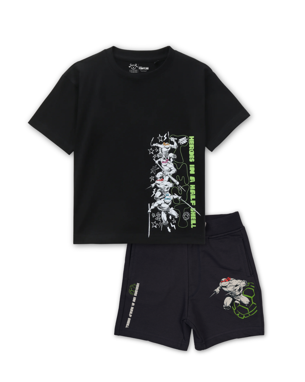 Black TMNT Heroes Kids T- Shirt and Shorts Set