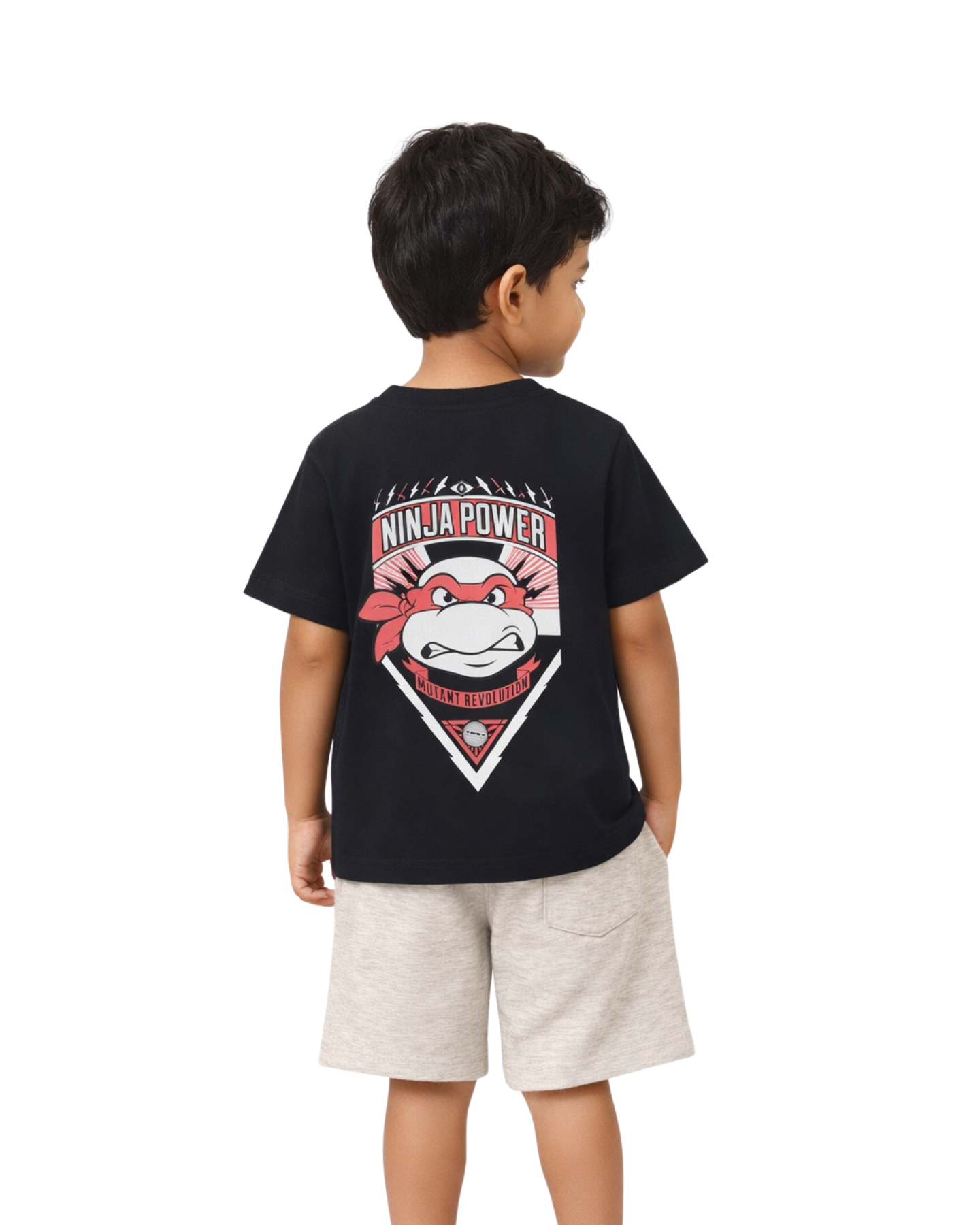 Black TMNT Ninja Mode Logo Kids T- Shirt and Shorts Set
