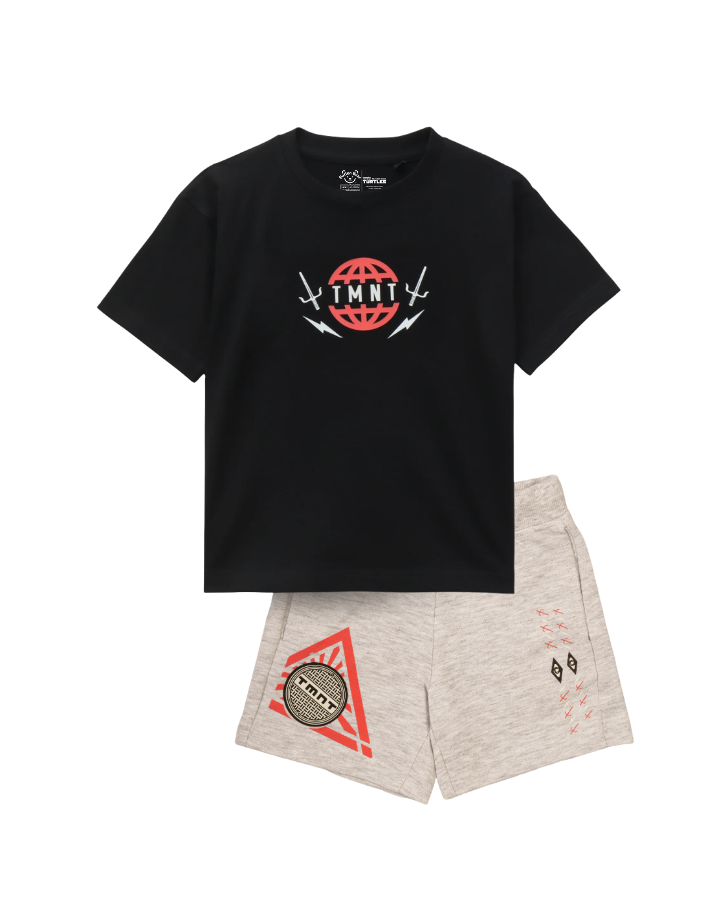 Black TMNT Ninja Mode Logo Kids T- Shirt and Shorts Set