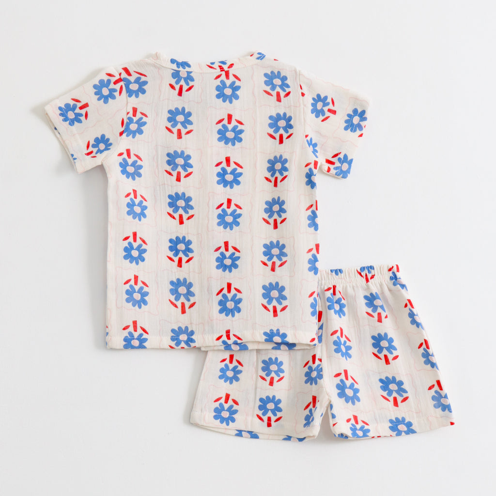Blue Daisy Floral Print  Co-ord Set
