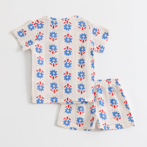 Blue Daisy Floral Print  Co-ord Set