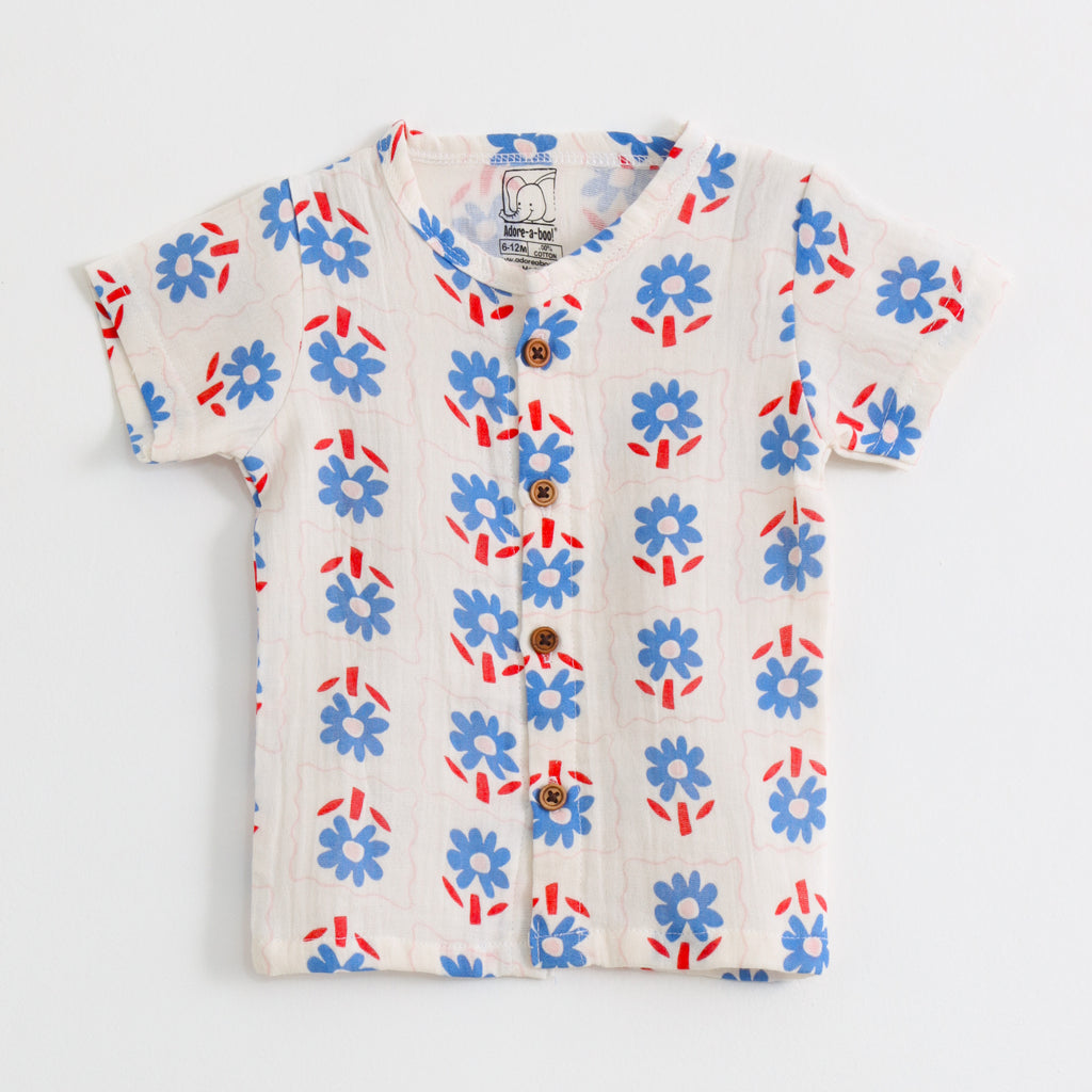 Blue Daisy Floral Print  Co-ord Set