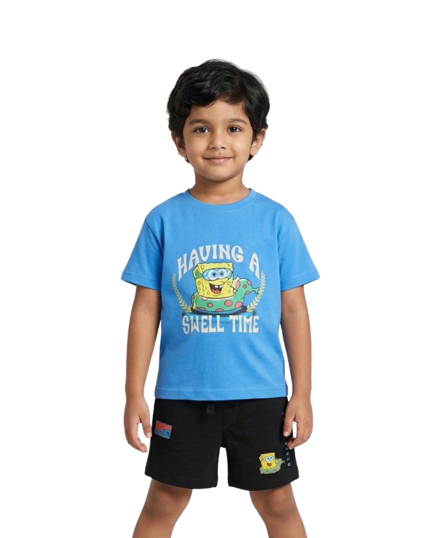 Blue SpongeBob “Having a Swell Time” Kids T- Shirt and Shorts Set