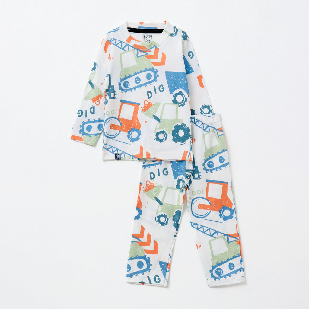 Construction Vehicles Print Kids Pyjama Set