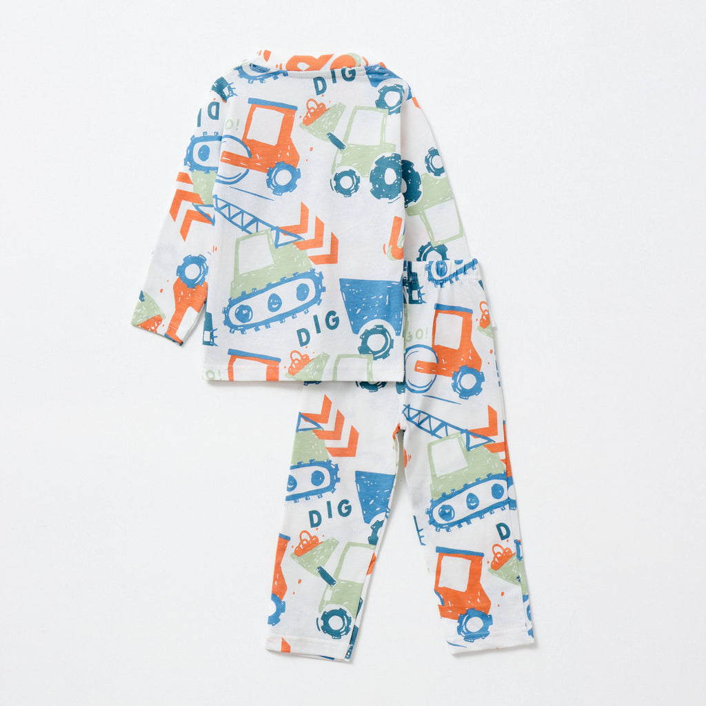Construction Vehicles Print Kids Pyjama Set