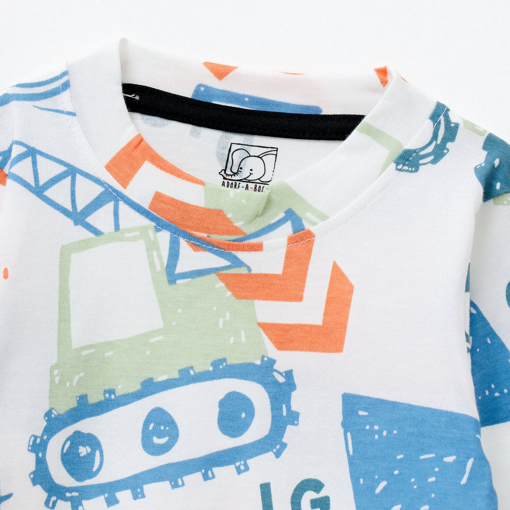 Construction Vehicles Print Kids Pyjama Set