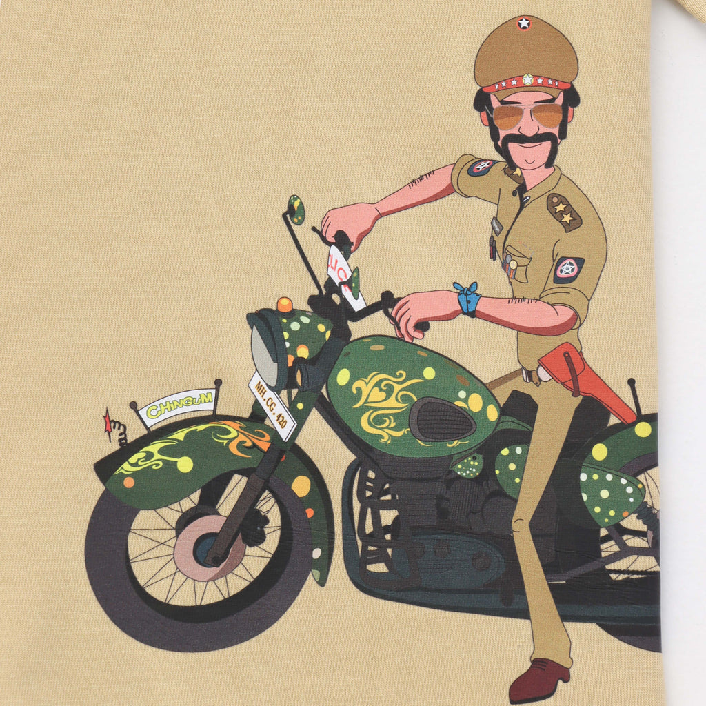 Cop No.1 Singham Action Bike Graphic Kids T-Shirt – Motu Patlu