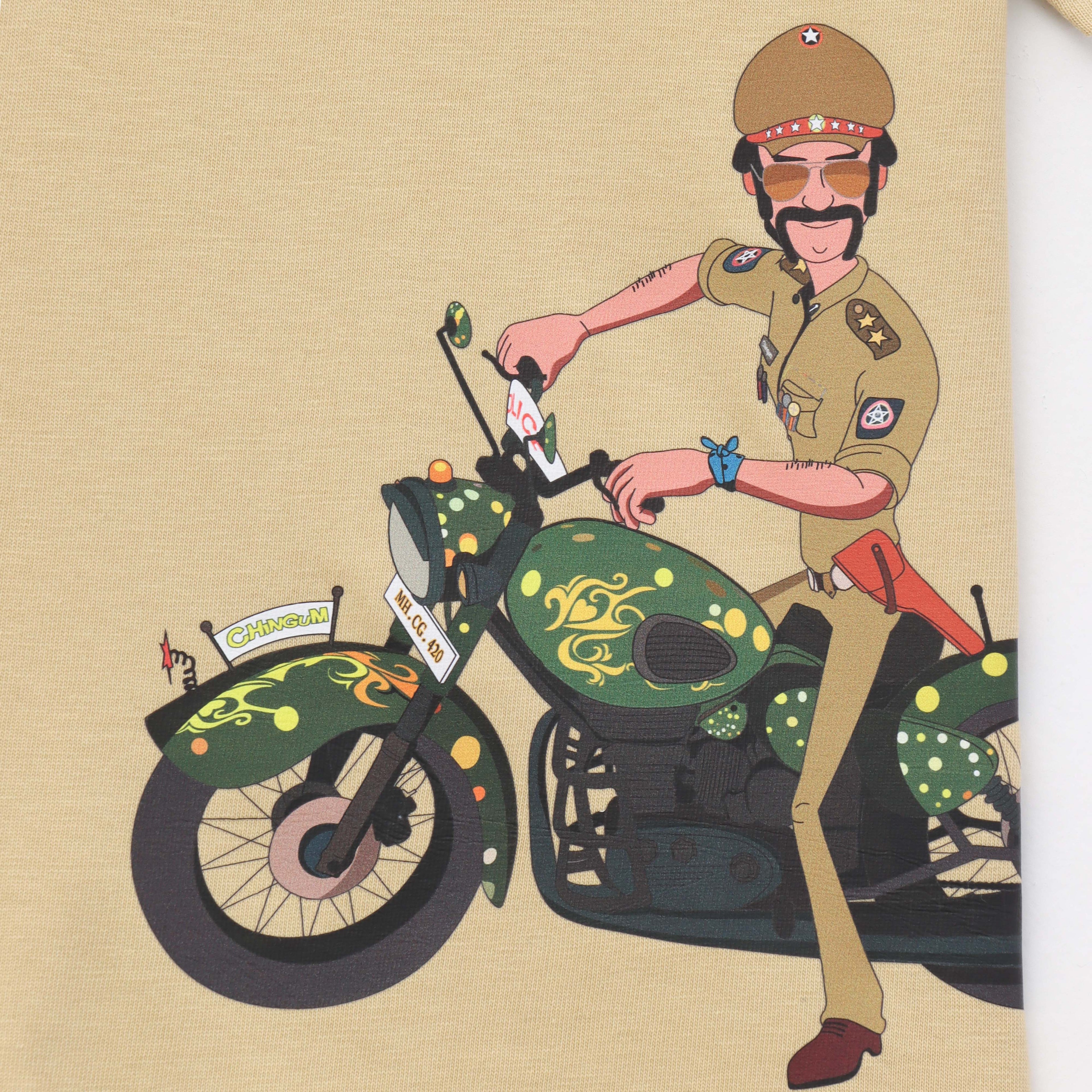 Cop No.1 Singham Action Bike Graphic Kids T-Shirt – Motu Patlu