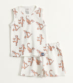 Cream Tiger Print Kids Lounge Wear Set