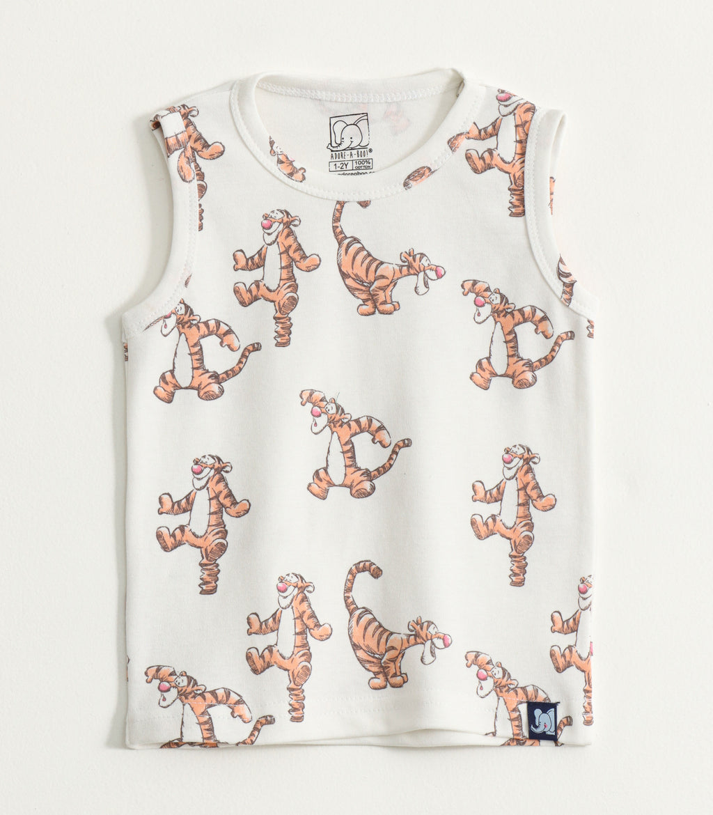 Cream Tiger Print Kids Lounge Wear Set