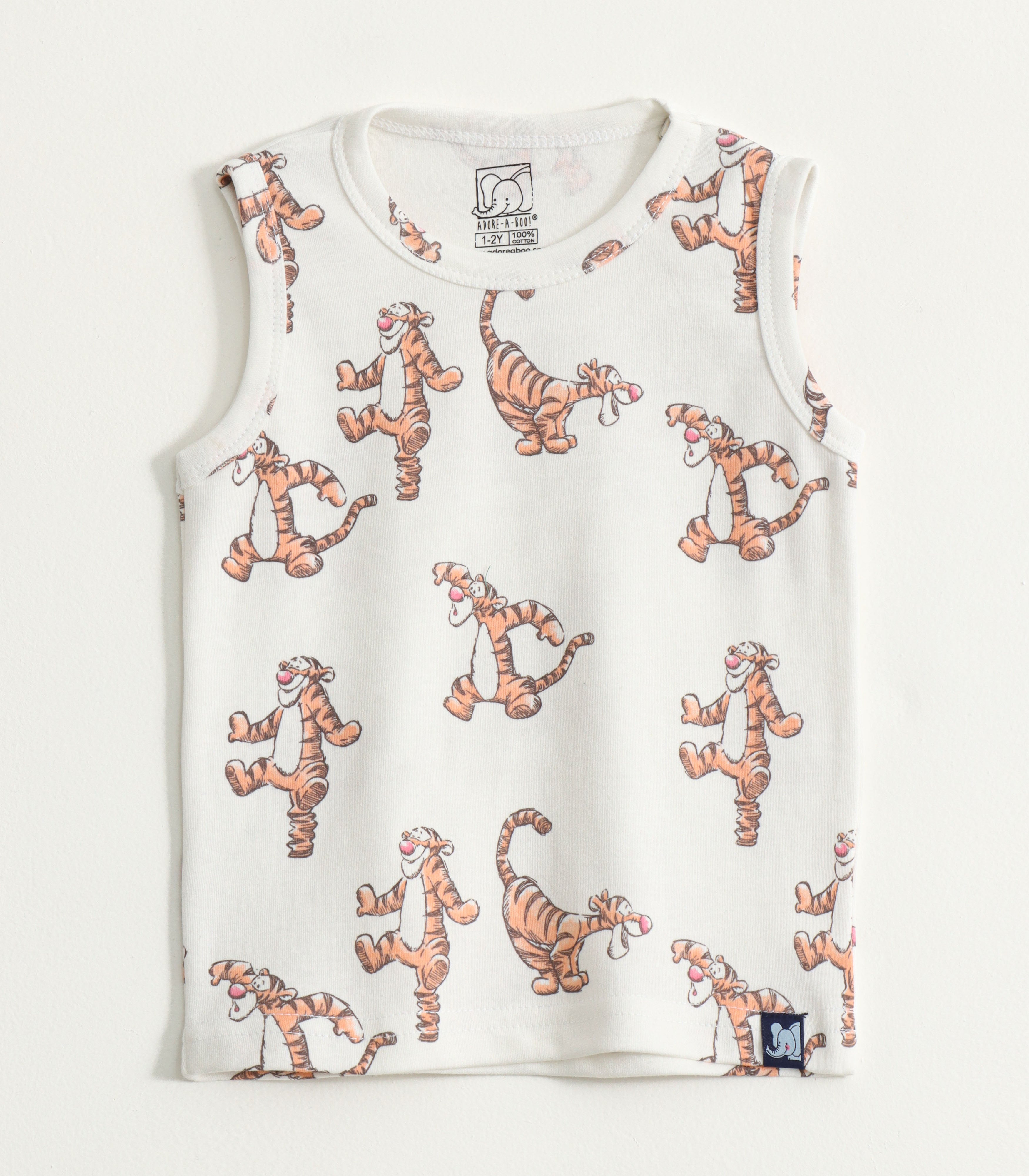Cream Tiger Print Kids Lounge Wear Set
