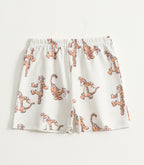 Cream Tiger Print Kids Lounge Wear Set