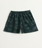 Dark Green Safari Animal Print Kids Lounge Wear Set