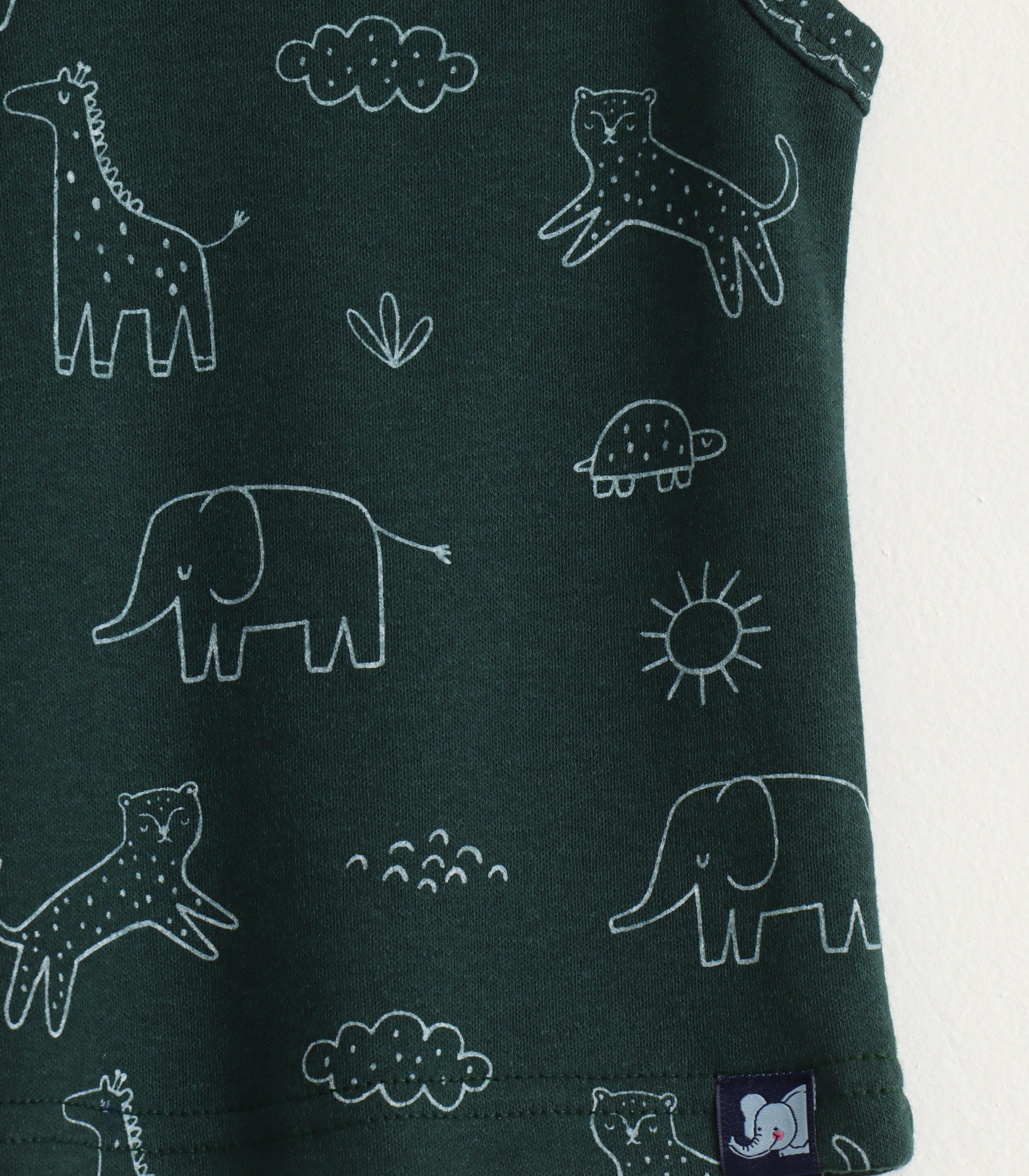 Dark Green Safari Animal Print Kids Lounge Wear Set