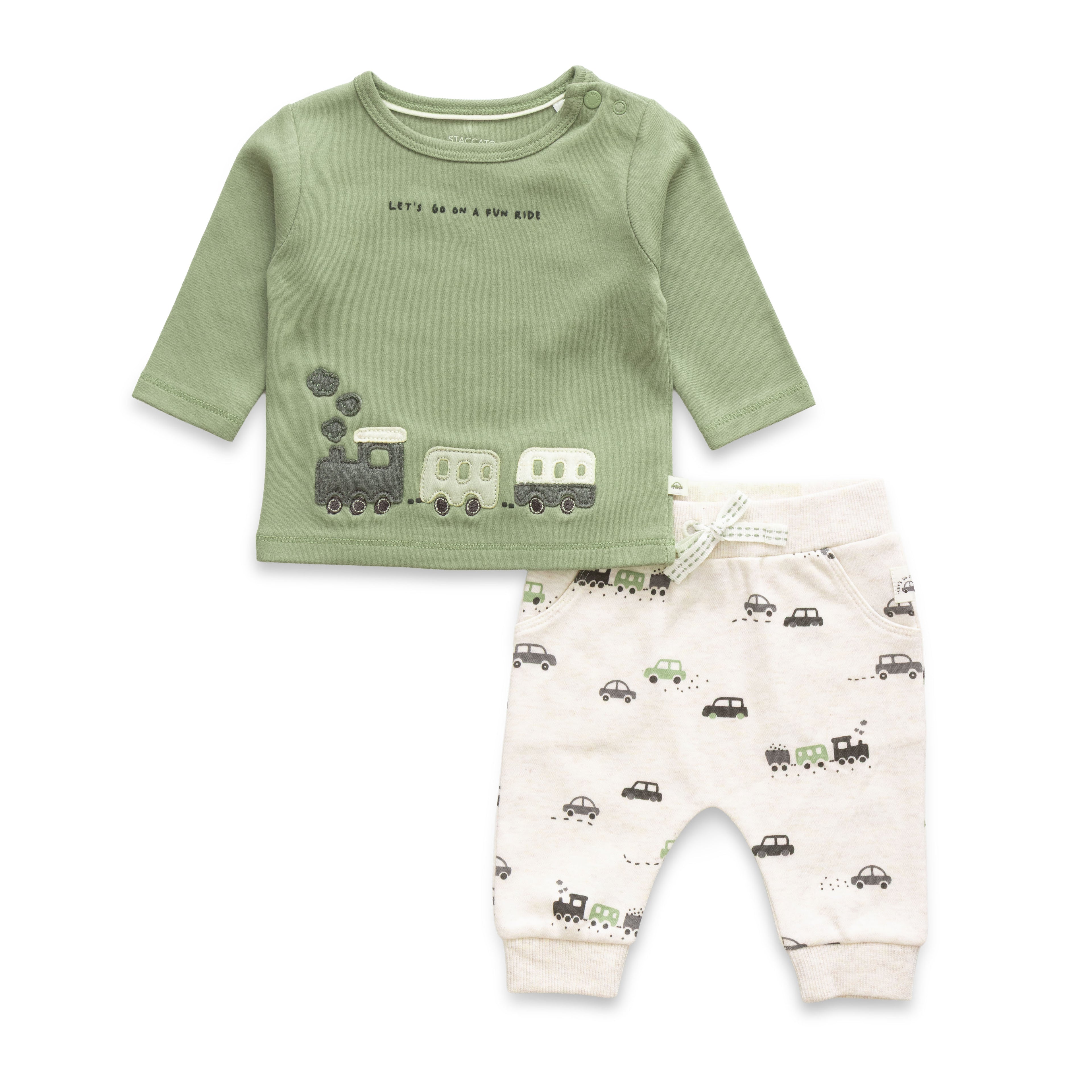 Dazzling Greenish Theme Cars & Trains Designer Baby Layette Pack