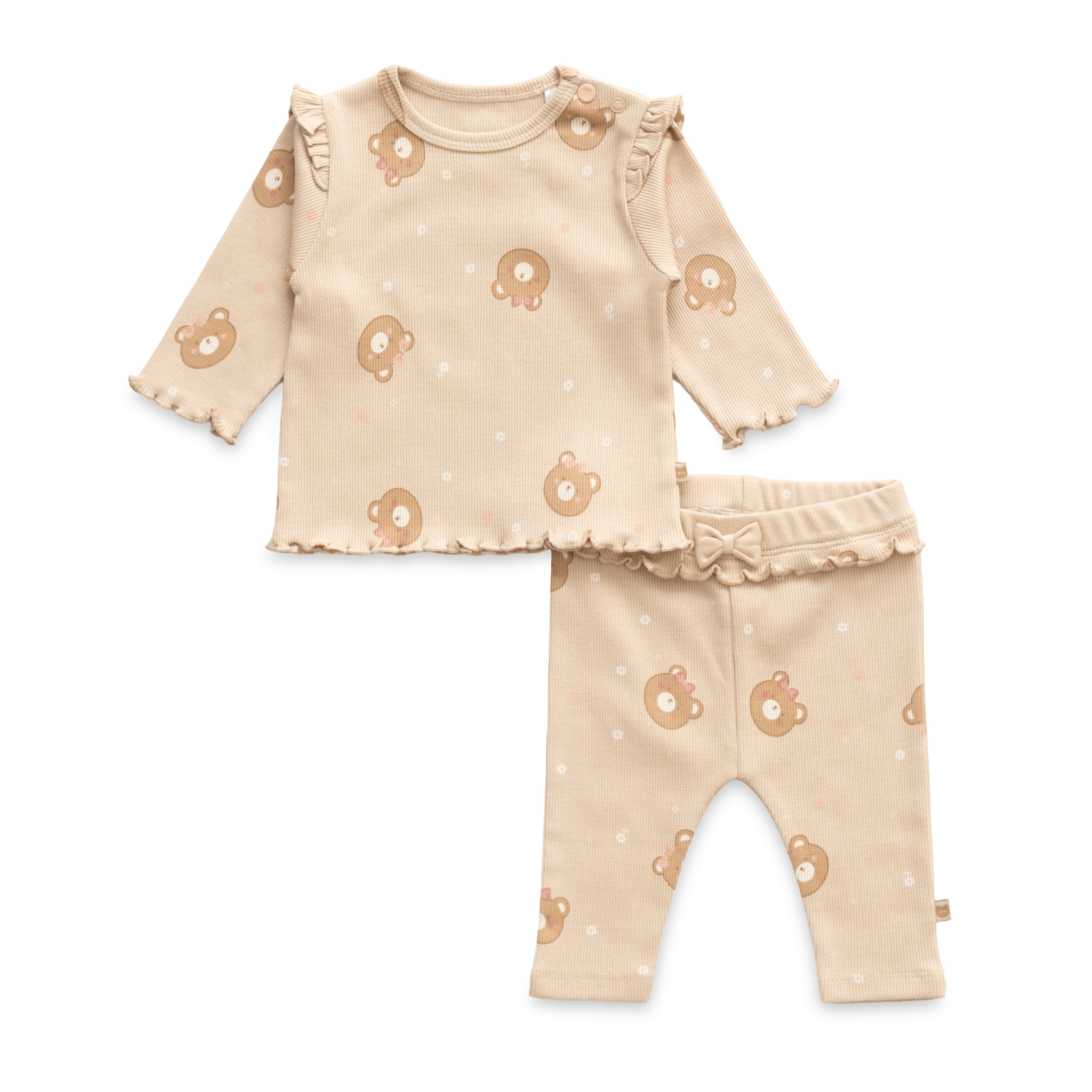 Enchanting Peach & Beige Theme Bear Face Designer Baby Layette Pack