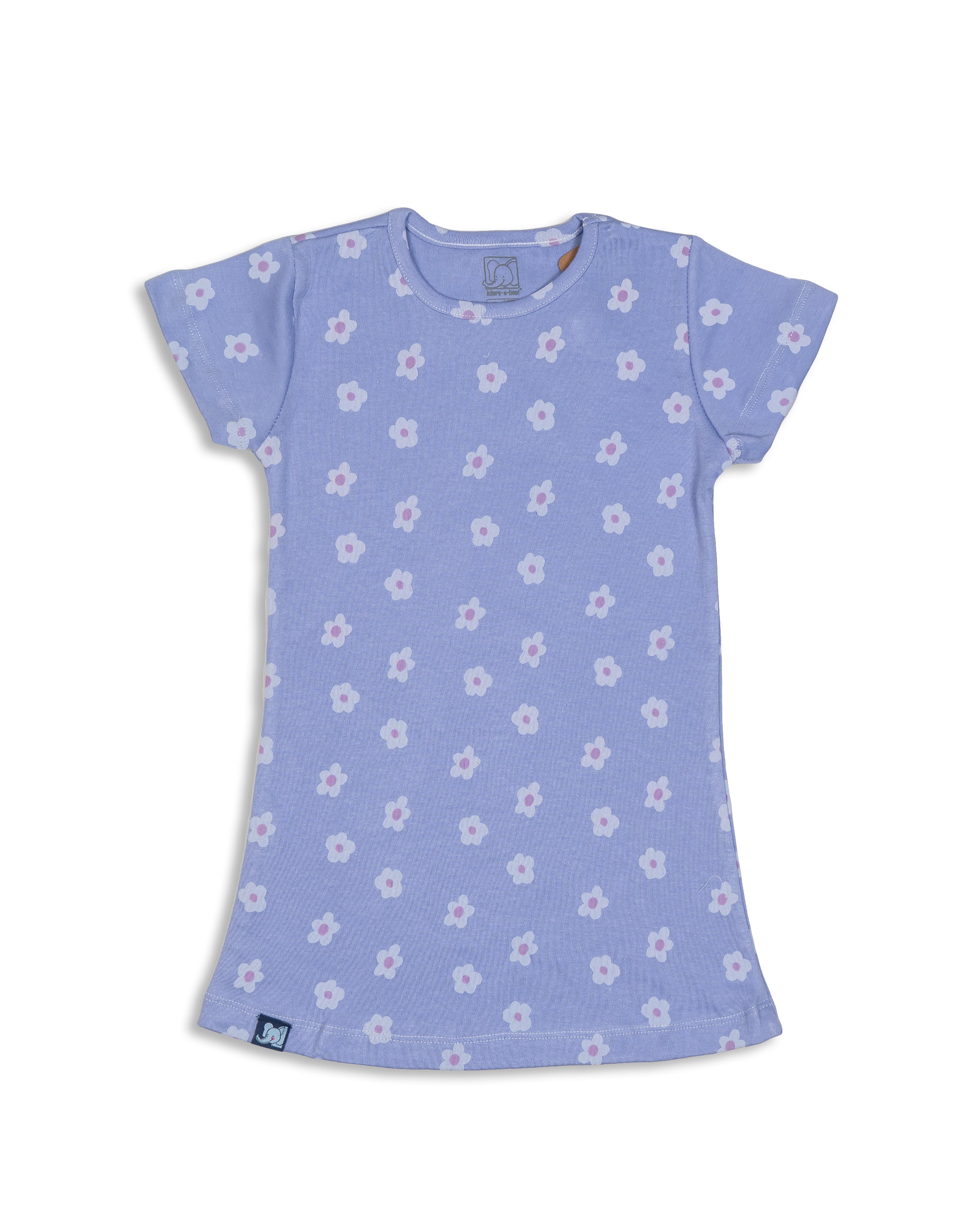 Purple Floral Printed Girls A-line Dress