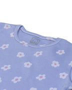 Purple Floral Printed Girls A-line Dress