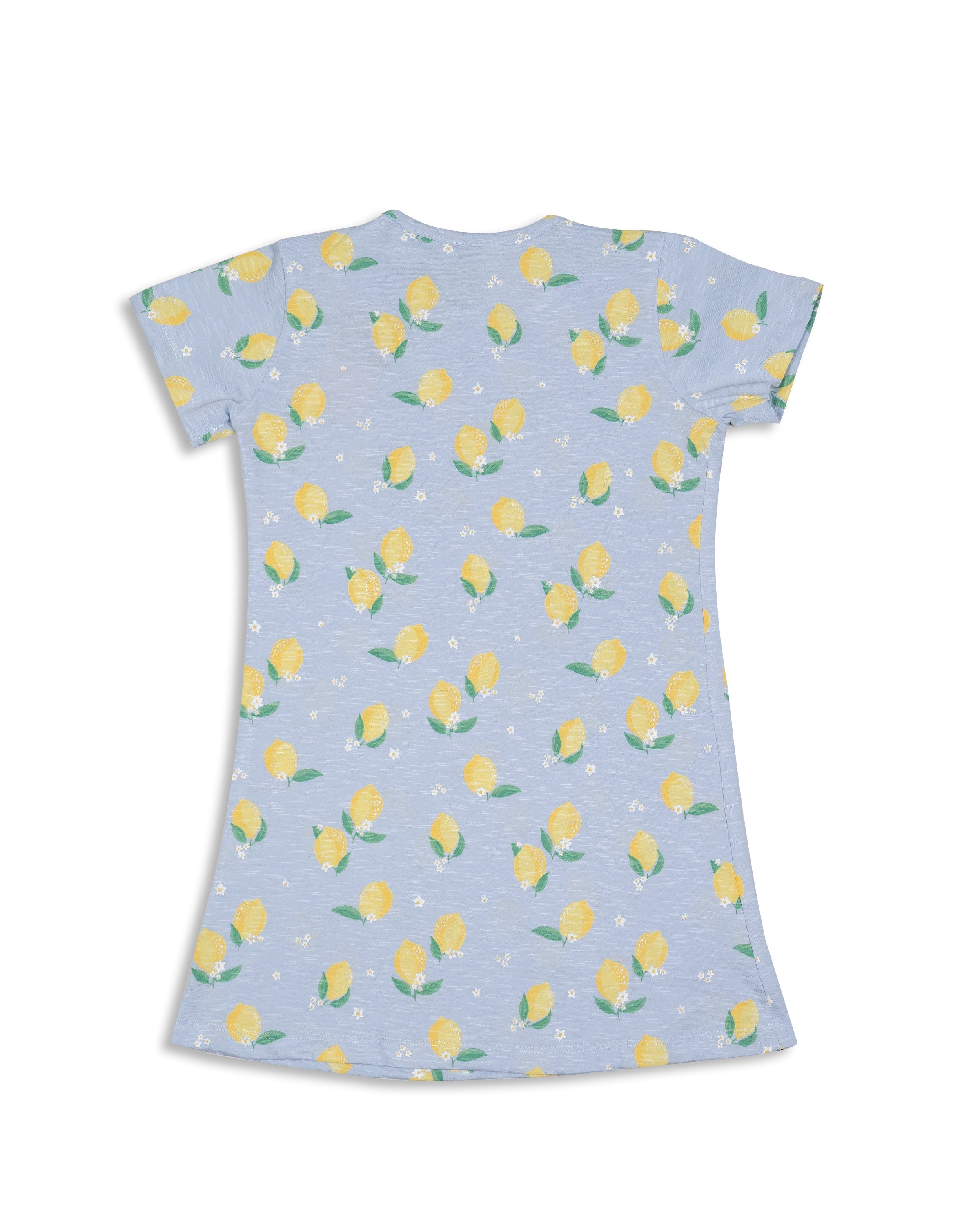 Lemon Printed Lite Blue Girls A-line Dress