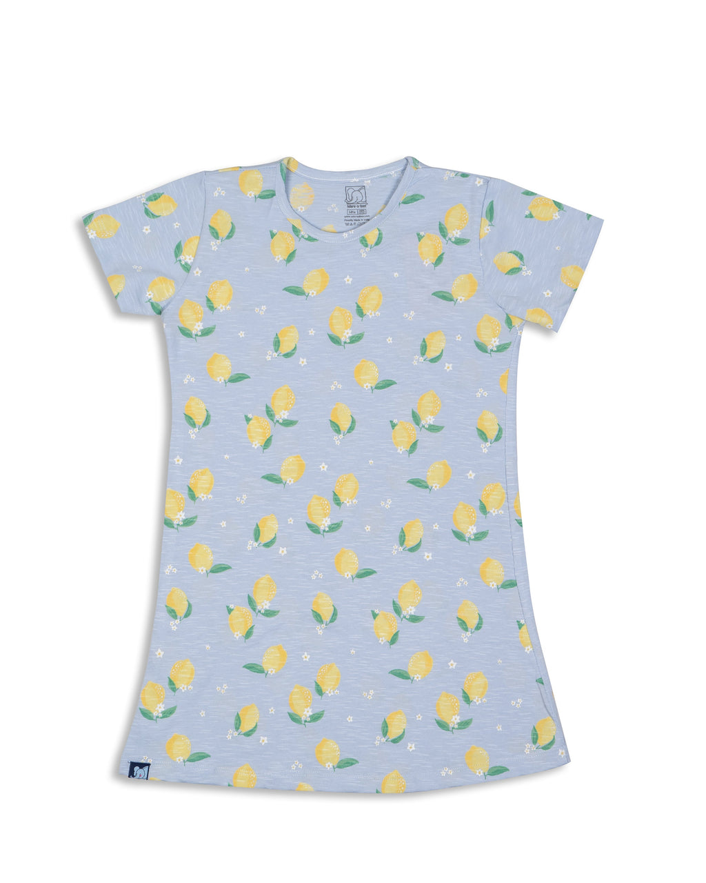 Lemon Printed Lite Blue Girls A-line Dress