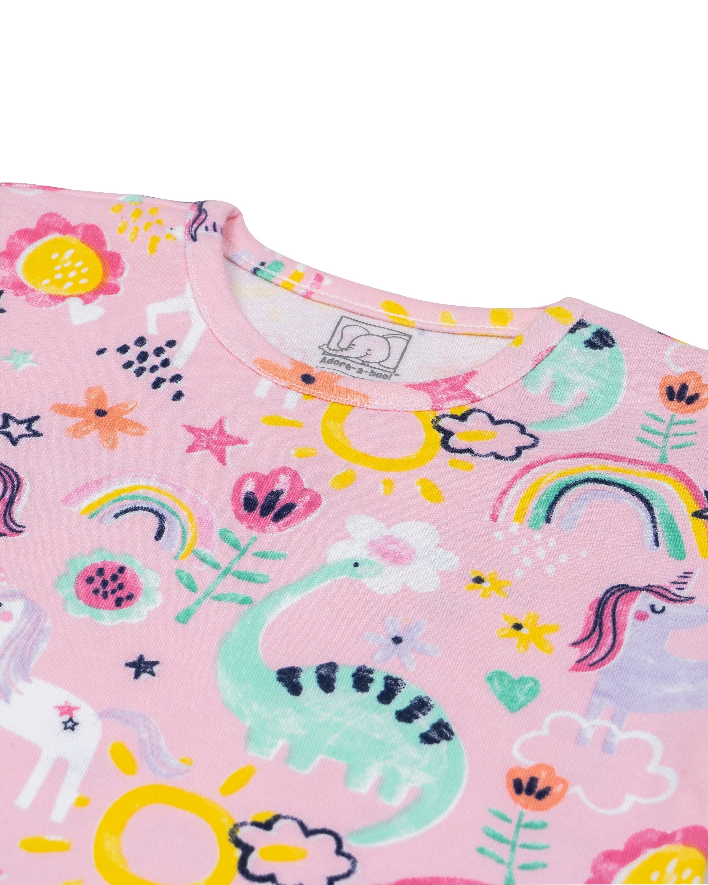 Unicorn printed Pink Girls A-line Dress