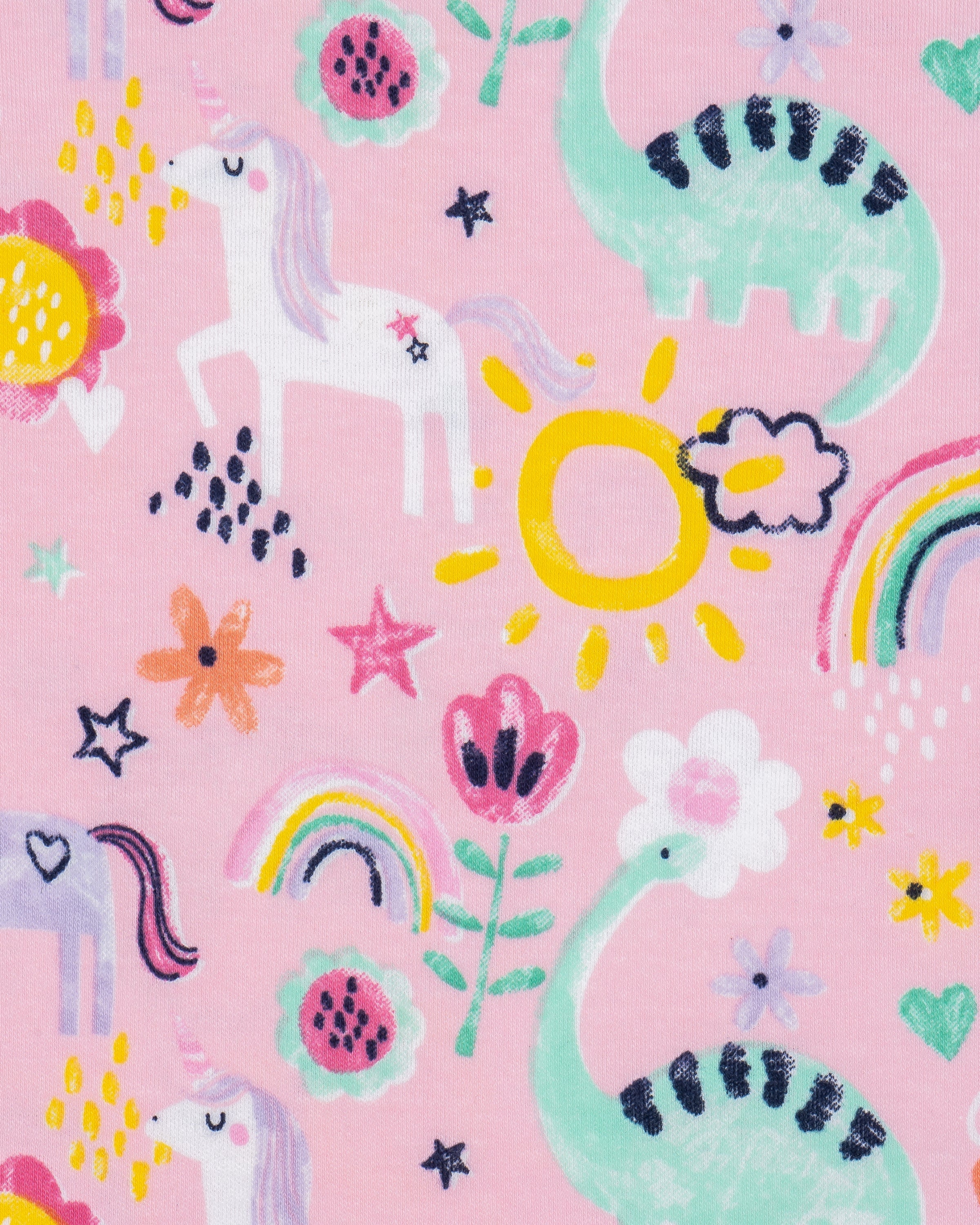 Unicorn printed Pink Girls A-line Dress