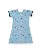 Colour Cherry Printed Blue Girls Cotton A-line Dress