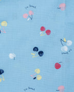 Colour Cherry Printed Blue Girls Cotton A-line Dress