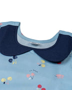 Colour Cherry Printed Blue Girls Cotton A-line Dress