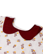Cactus Printed Half White Girls Cotton A-line Dress