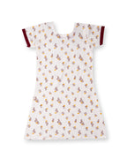 Cactus Printed Half White Girls Cotton A-line Dress