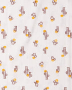 Cactus Printed Half White Girls Cotton A-line Dress