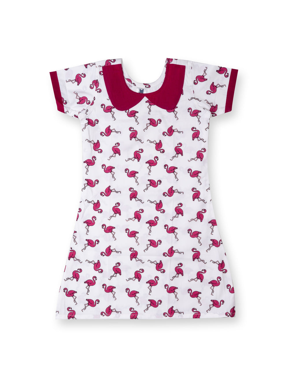 Flemingo Printed White Girls Cotton A-line Dress