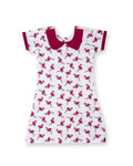 Flemingo Printed White Girls Cotton A-line Dress