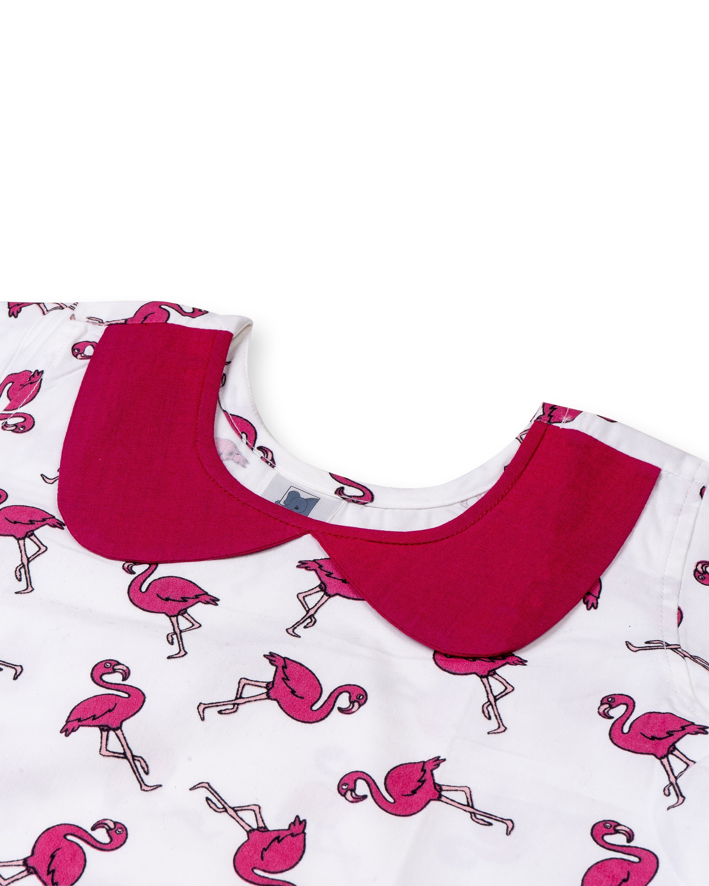 Flemingo Printed White Girls Cotton A-line Dress