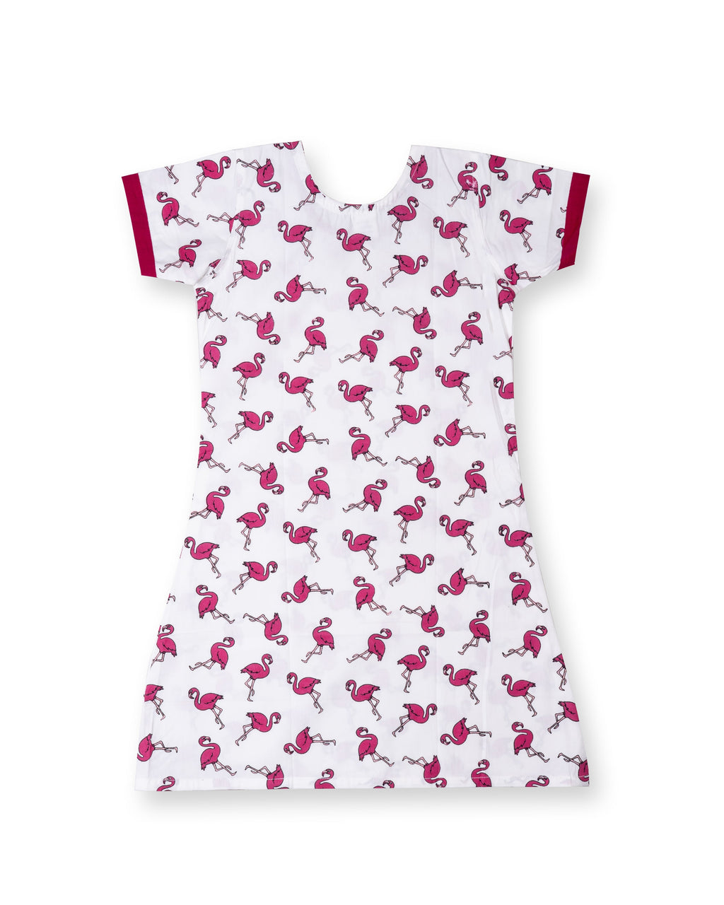 Flemingo Printed White Girls Cotton A-line Dress