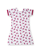 Flemingo Printed White Girls Cotton A-line Dress