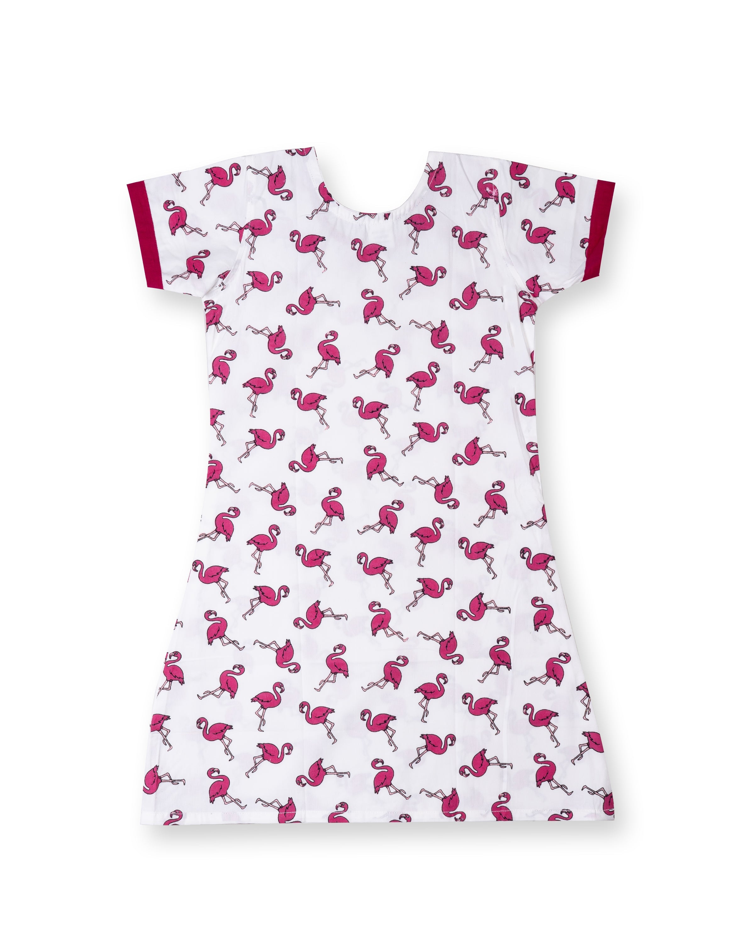 Flemingo Printed White Girls Cotton A-line Dress