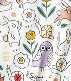 Woodland Animals Printed White Girls Cotton Frock with Panty