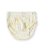 Cute Cub Printed Cream Girls Cotton Frock with Panty