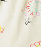 Cute Cub Printed Cream Girls Cotton Frock with Panty