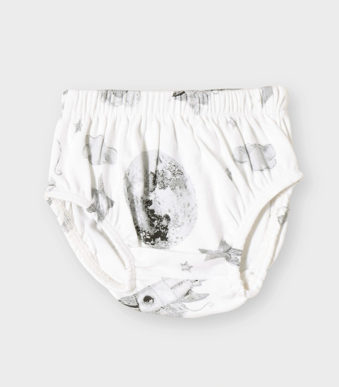 Little Astronaut Printed White Girls Cotton Frock with Panty