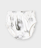 Little Astronaut Printed White Girls Cotton Frock with Panty