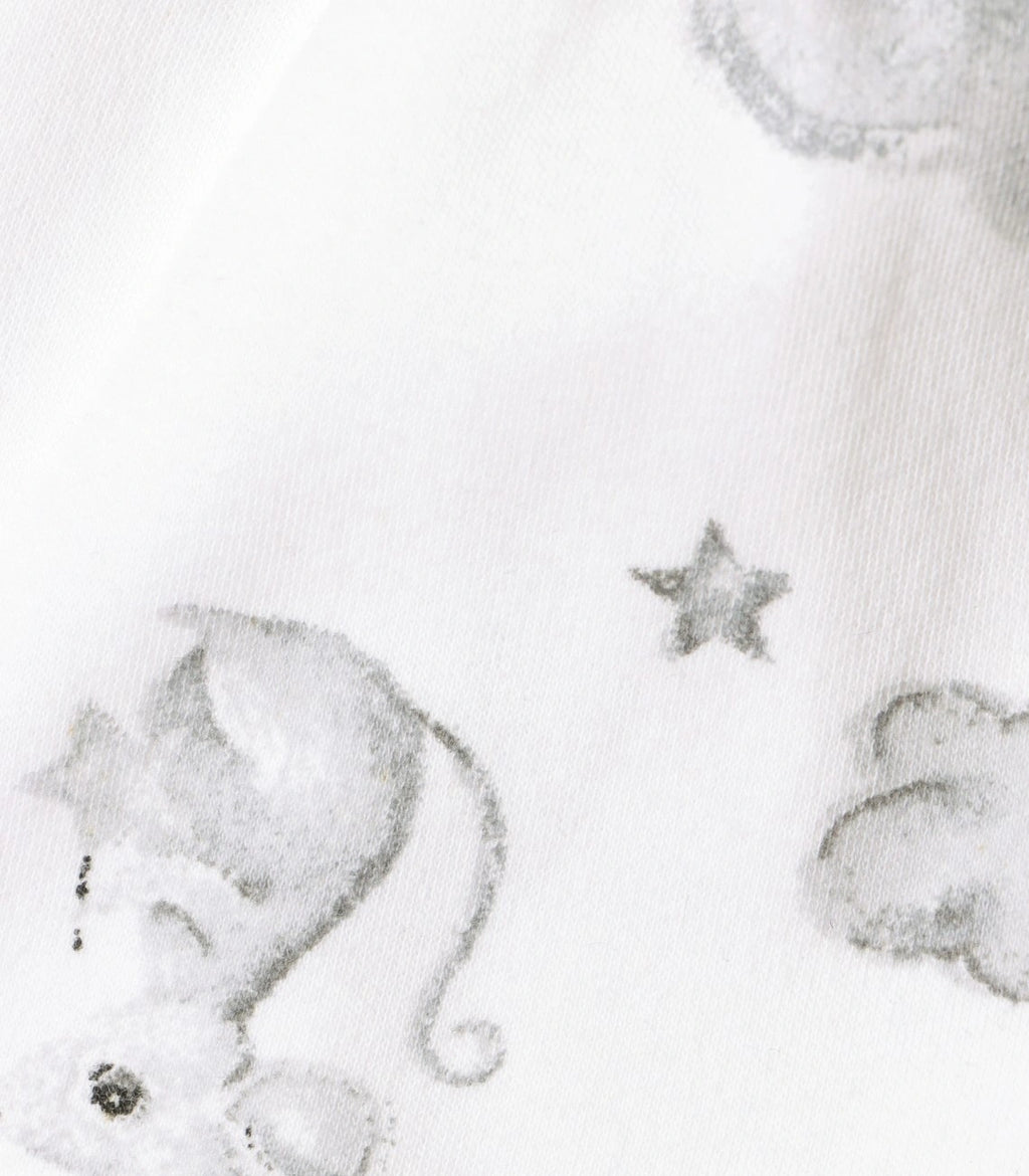 Little Astronaut Printed White Girls Cotton Frock with Panty
